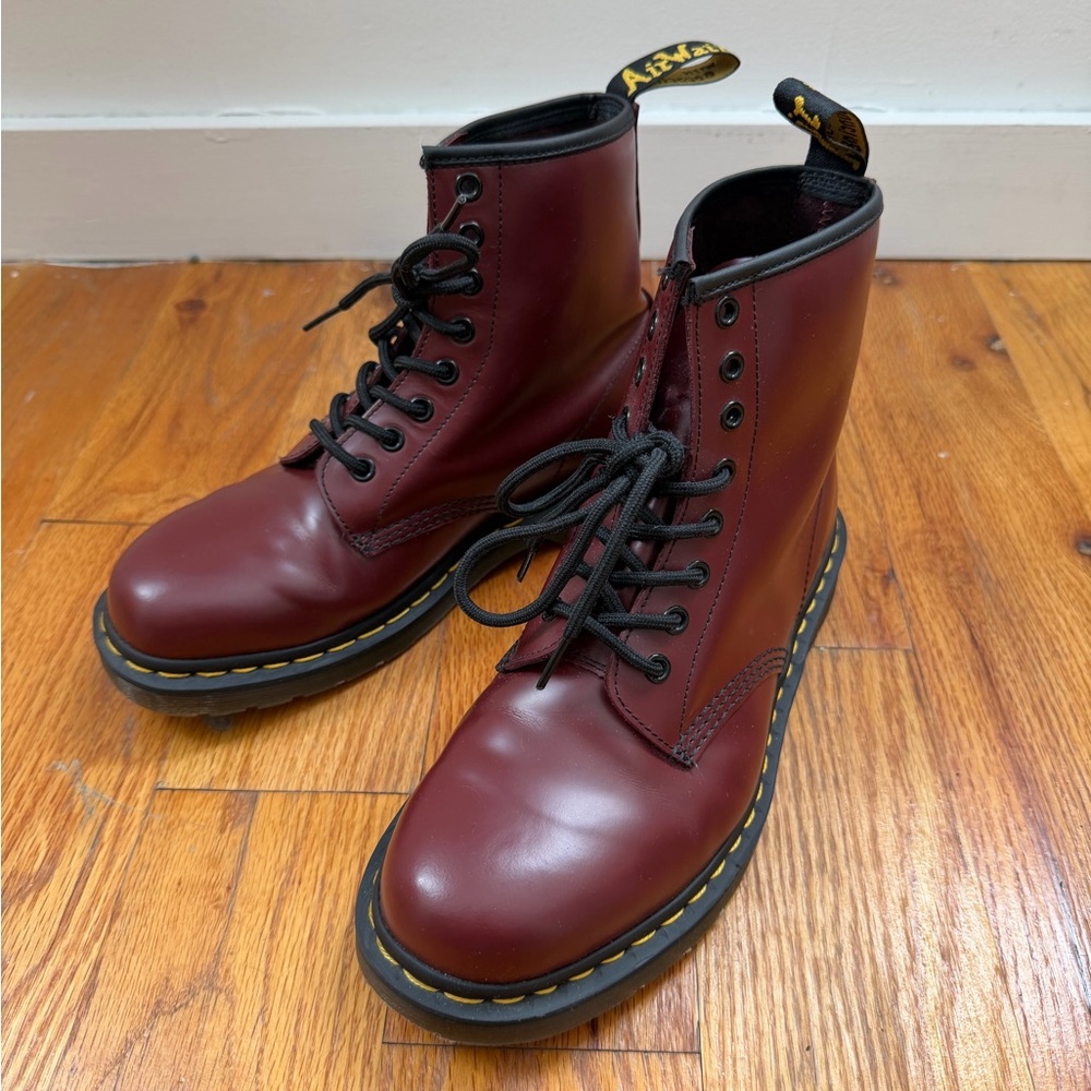 Dr. Martens 8-Eye Leather Boots - Burgundy
